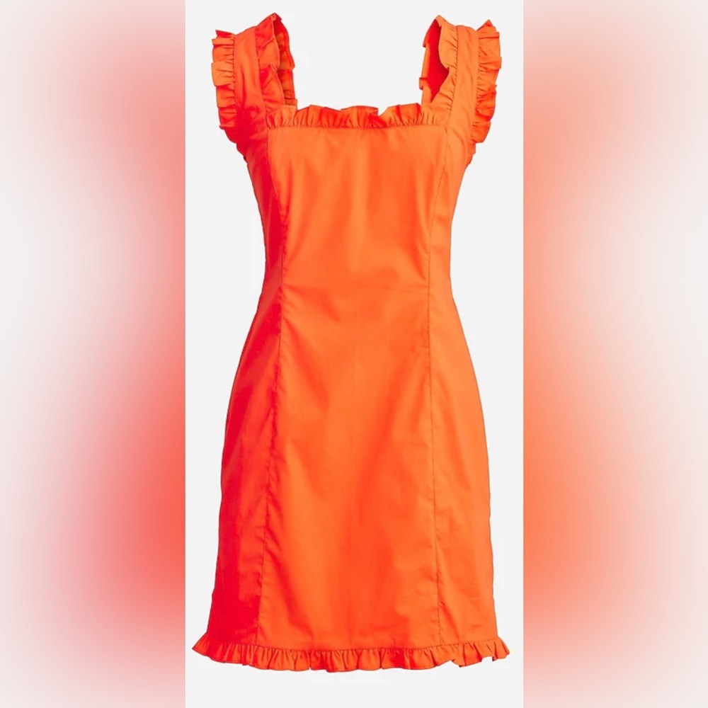 J Crew Ruffle-trim mini dress in stretch cotton poplin